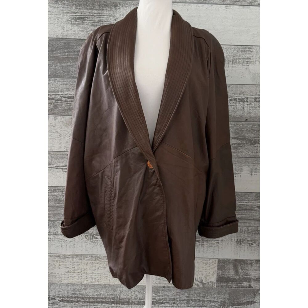 PELLE New York Milano 100% Leather Jacket Brown Women's Size L - Picture 1 of 12